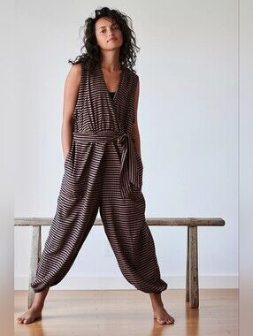 Free People FP Movement Find The Chi Striped Jumpsuit Onesie